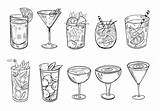 Premium Vector  Hand Drawn Black color sketch cocktails Set sketch template