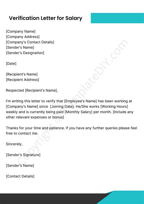 Salary Verification Letter Sample Template in Pdf & Word