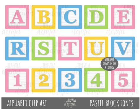 PASTEL BLOCKS FONTS Clipart Alphabet Clip Art kids blocks | Etsy ...