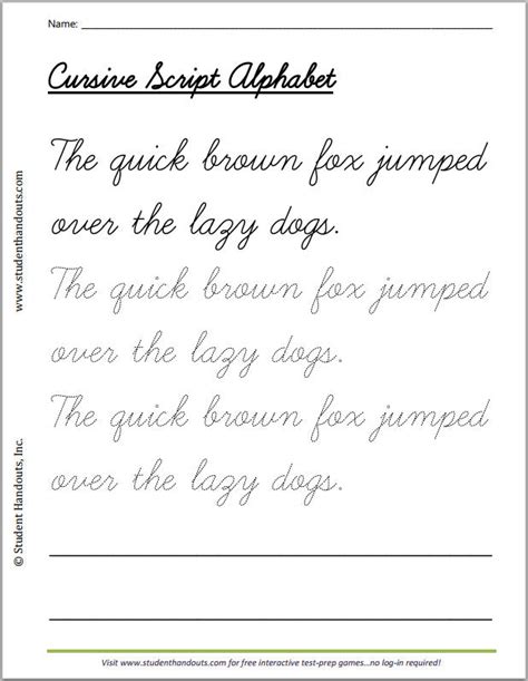 Handwriting Worksheet The Quick Brown Fox – AlphabetWorksheetsFree.com