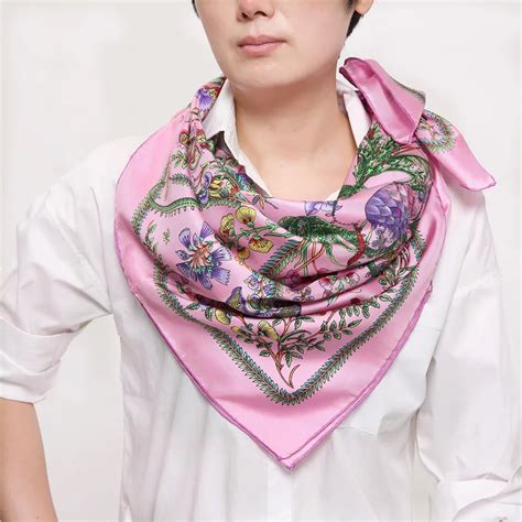 scarves,wrap 2017 new fashion women silk scarf 100%hand side Garden of Eden rose Red size:88x88 ...