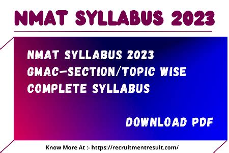 NMAT Syllabus 2023 By GMAC–Section/Topic Wise Complete Syllabi Download PDF