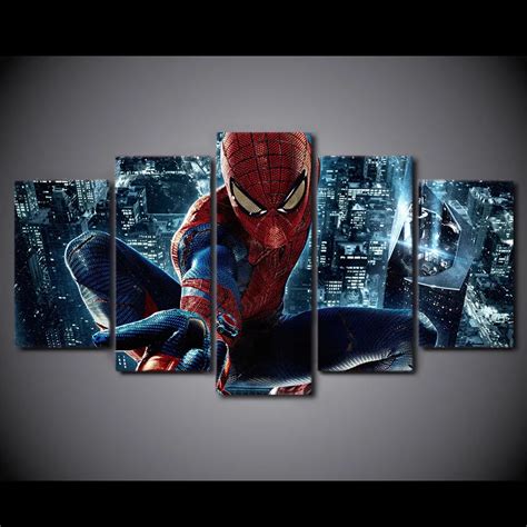 2017 JIE DO ART 5 Pieces Spiderman Painting Canvas Wall Art Picture Home Decor Living Room ...