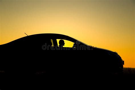 Silhouette of Sedan Car on the Background of Beautiful Sunset Stock Photo - Image of shadows ...