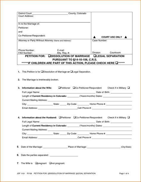 Colorado Divorce Forms Pdf – Warehouse of Ideas