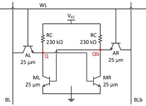 4H-SiC SRAM circuit diagram consisting of npn transistors and two pull ...