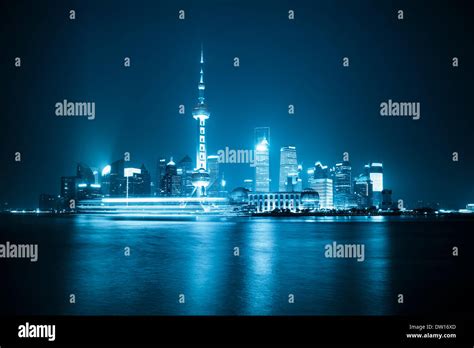 shanghai skyline at night Stock Photo - Alamy