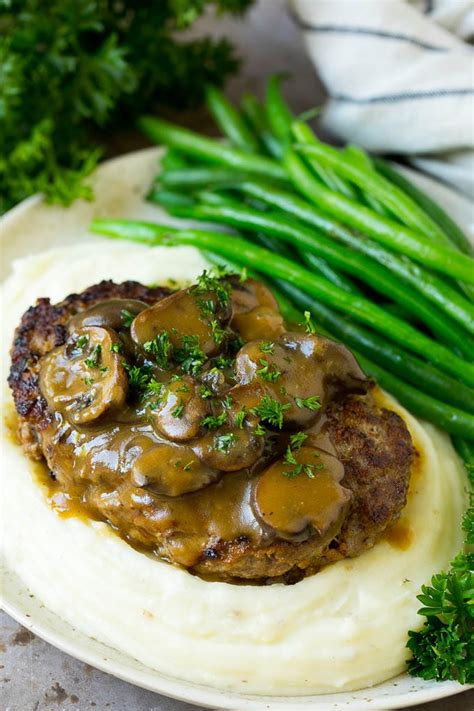 Hamburger Steak with Mushroom Gravy - Dinner at the Zoo