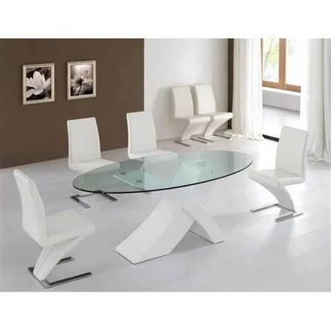 Oval Shaped Glass Top Dining Table at Rs 350/square feet | Glass Dining ...