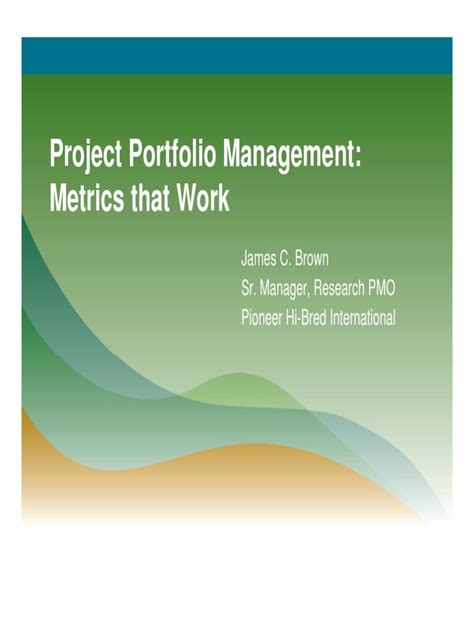 Project portfolio management metrics for work | Strategic Management ...