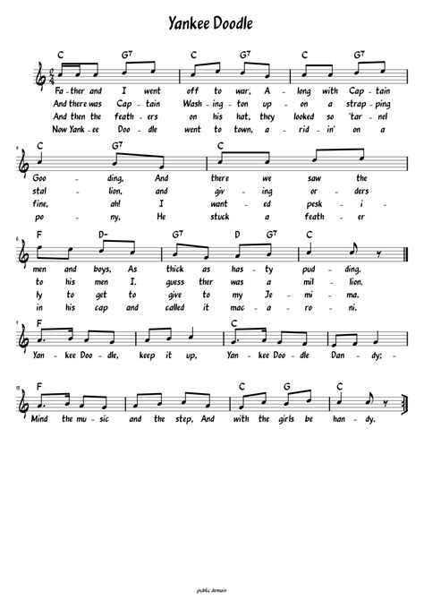 Yankee Doodle (Lead sheet with lyrics ) Sheet music for Piano (Solo ...