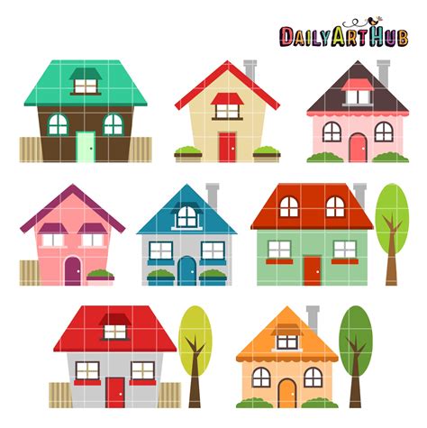 Cute Houses Clip Art Set – Daily Art Hub // Graphics, Alphabets & SVG