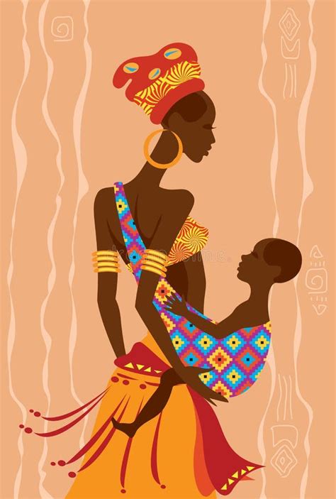 Beautiful African Mother and Her Baby in a Sling Stock Vector ...