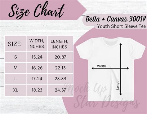 Bella Canvas 3001Y Size Chart Bella Canvas Kids Size Chart 3001Y Size Chart Bella Canvas Size ...