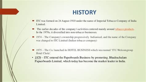 ITC Ltd HISTORY