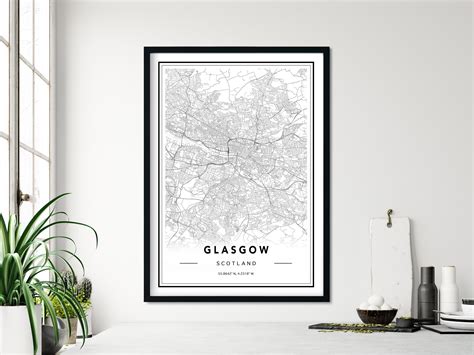 Glasgow Map Print Glasgow Map Poster Glasgow Map Wall Art - Etsy