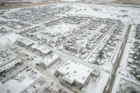 Aerial View of Warman, Saskatchewan on the Canadian Prairies Editorial ...