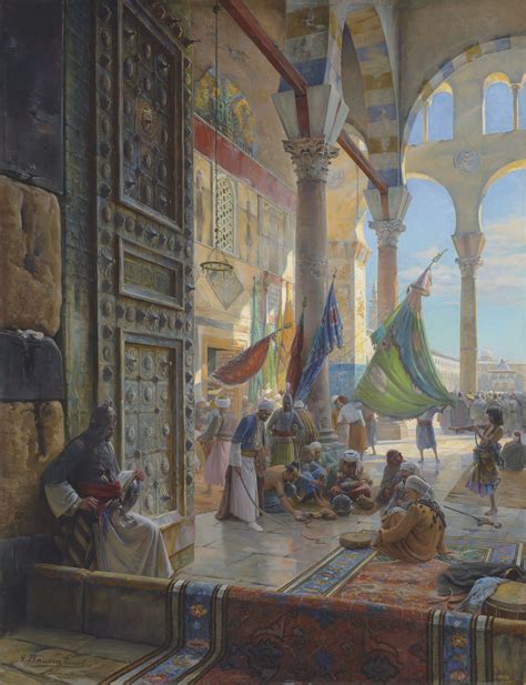 Gustav Bauernfeind (German, 1848-1904) Forecourt of the Umayyad Mosque, Damascus | Islamic ...