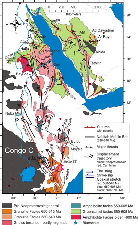 Structural and metamorphic map of the northern East African Orogen.... | Download Scientific Diagram