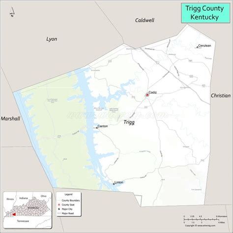 Map of Trigg County, Kentucky showing cities, highways & important places. Check Where is Trigg ...