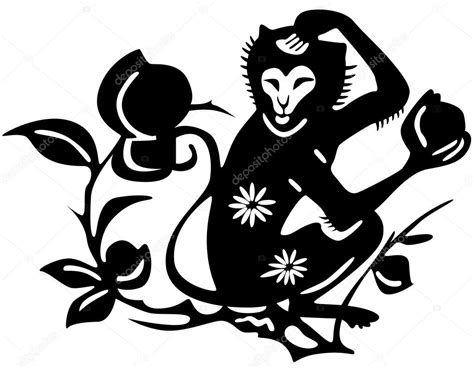 Asian monkey tattoo | Ancient Japanese tattoo of monkey. — Stock Vector ...