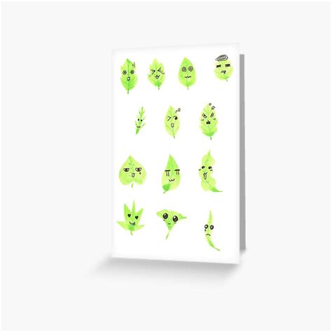 "Green Leaves Emoji; Watercolor Illustration " Greeting Card for Sale by xtt89 | Redbubble