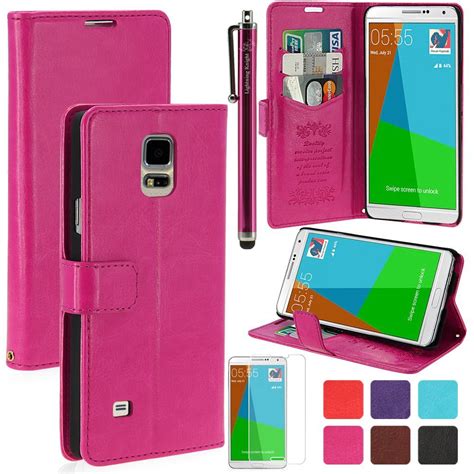 Amazon.com: LK Samsung Galaxy Note 4 Case - Luxury Wallet PU Leather Case Flip Cover Built-in ...