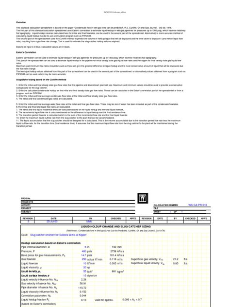 Liquid Hold Up Change and Slug Catcher Sizing | PDF | Flow Measurement | Liquids