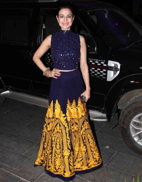 Ameesha Patel in Navy Blue Lehenga at Tulsi and Hitesh Wedding ...