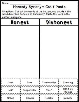 Honesty Activities And Worksheets For Character Education Lessons | Character education lessons ...