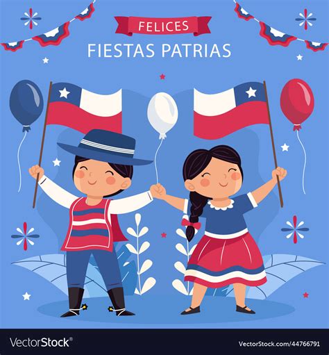 Flat for fiestas patrias chile Royalty Free Vector Image