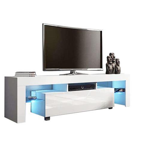 Buy Beyonds Modern TV Stand, 51 Inch Modern White LED TV Stand with Storage and Drawers TV ...