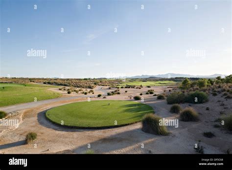 Golf course from tee off green Stock Photo - Alamy