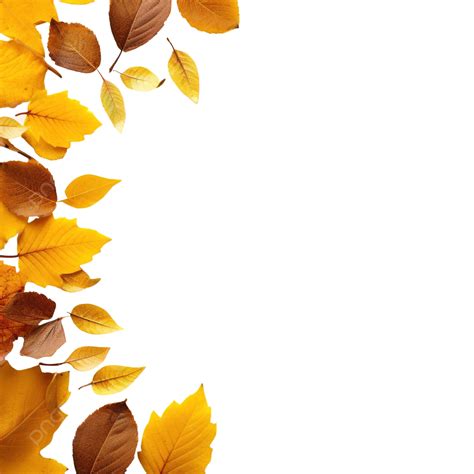 Autumn Background With Four Side Golden Leaves With Copy Space, Autumn ...