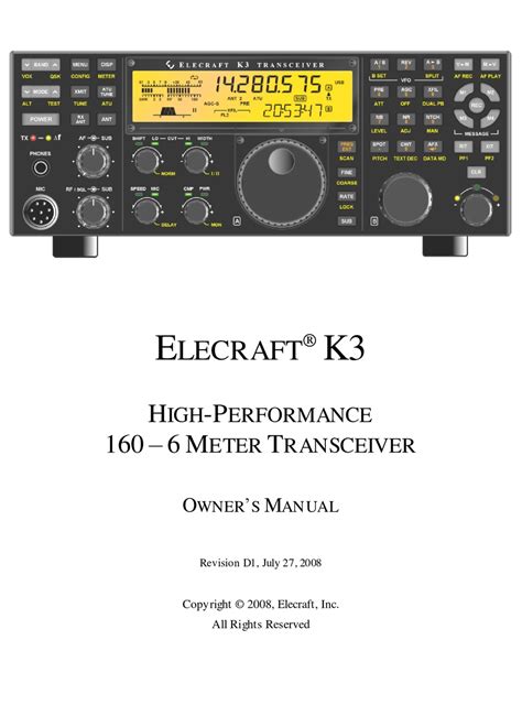 ELECRAFT K3 OWNER'S MANUAL Pdf Download | ManualsLib