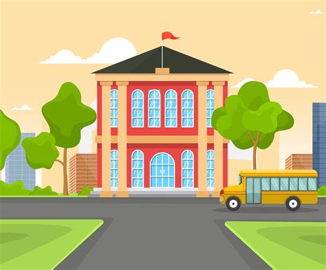 Printable Cartoon School Building