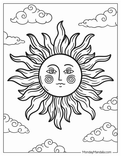 Half Sunshine Coloring Pages