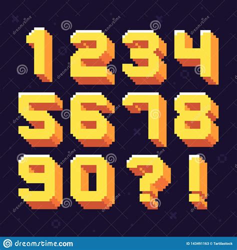 Pixel Numbers. Retro 8 Bit Pixels Number Font Vector Illustration Set ...