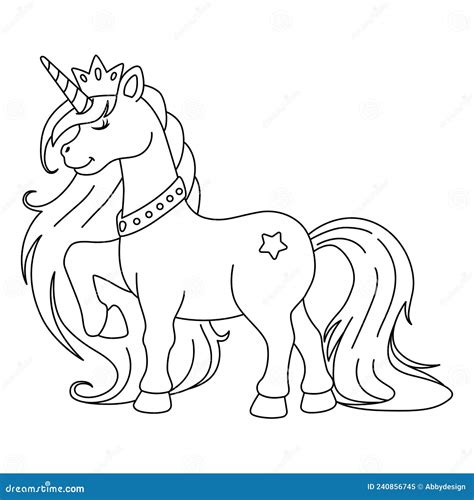 Unicorn Princess Coloring Page Isolated for Kids Stock Vector - Illustration of cute, icon ...