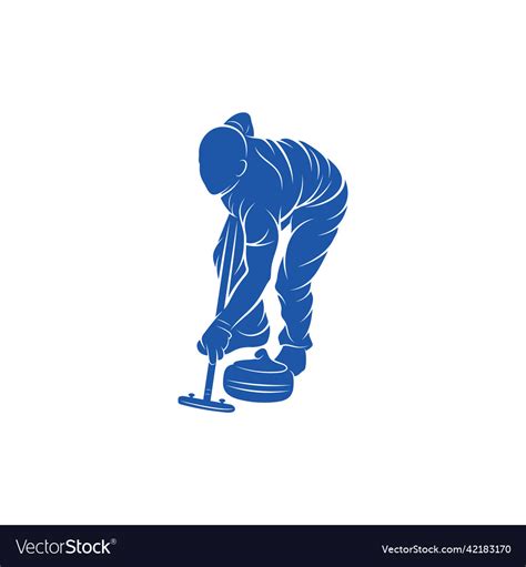 Curling player logo design icon symbol template Vector Image