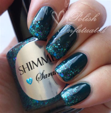 Teal and glitter gradient | Glitter gradient nails, Nails, Fancy nails