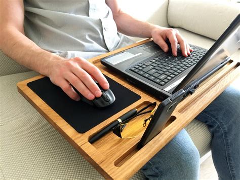 Lap Desk Oak Wood Laptop Stand First Fathers Day Gift From Daughter Son ...