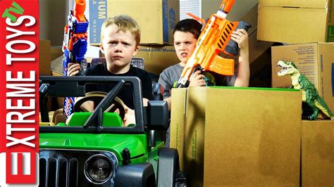 Nerf Gun Cardboard Box Battle! Cole Attacks Ethan with Nerf Guns for ...