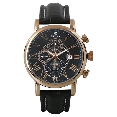 Buy Online Titan Quartz Chronograph Black Dial Watch for Men - nc9234wl01e | Titan