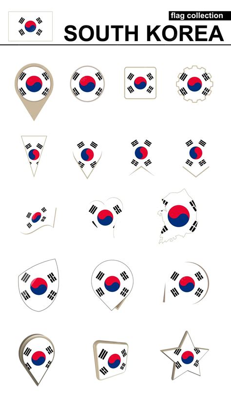 Premium Vector | South Korea Flag Collection Big set for design