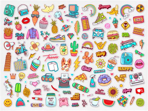 Stickers Hand Drawn Doodle Colorful Vector by GohSantosa on Dribbble