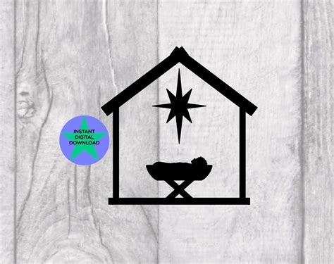 Manger Svg, Nativity Scene Svg, Manger With Star, Christmas Nativity ...