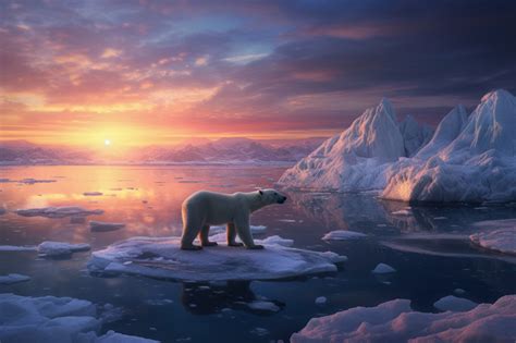 Wallpaper Polar bears Ice Sun Icebergs Sunrises and sunsets Animals