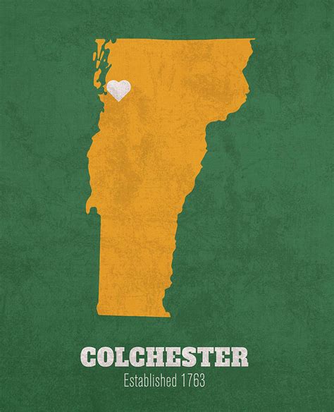 Colchester Vermont City Map Founded 1763 University of Vermont Color ...