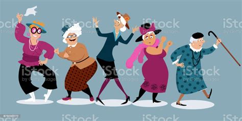 Group of active senior women dancing, EPS 8 vector illustration | Old ...